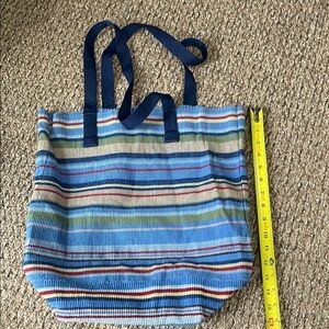 Striped canvas Tote Bag - Blue and Green